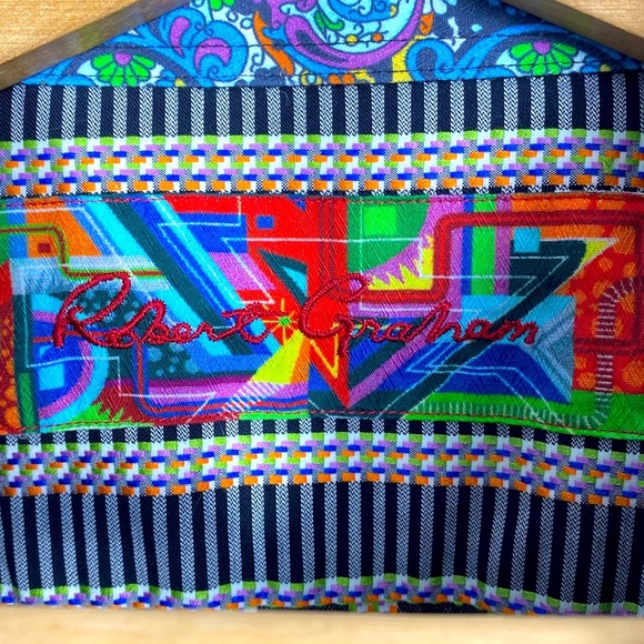 Robert Graham Men's Striped Shirt with Floral Accents size XL - Picture 7 of 10